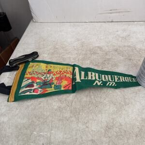 Vintage Mini Felt Travel Pennant Albuquerque New Mexico Indian Silversmith 11.5”